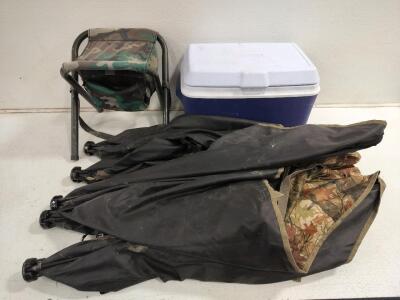 Rubbermaid Cooler, Fishing Chair, Hunting Blind