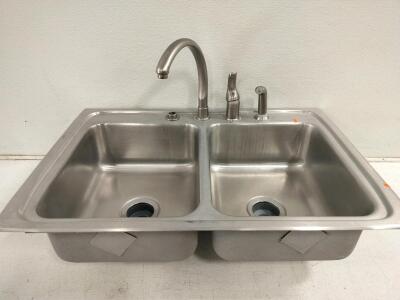 TAM stainless steel double-bowl kitchen sink with a faucet