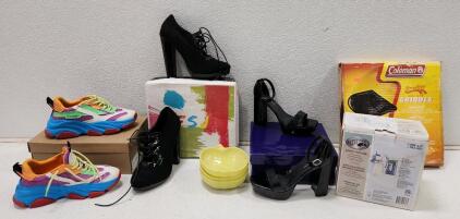 (1) Coleman RoadTrip Cast Iron Griddle (1) Hampton Bay Vanity Fixture (1) Steve Madden Possession Platform Sneakers And More