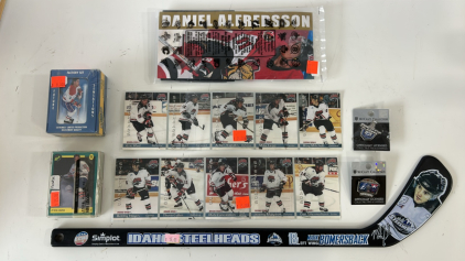 (1) 1991 Classic Hockey Draft Picks Trading Card Set In French (1) 1991 Ultimate Sportscards Hockey Future Sensations Factory Set (1) 2018 Stanley Cup Playoffs Pin (1) 2018 Eastern Conference Final Pin & More