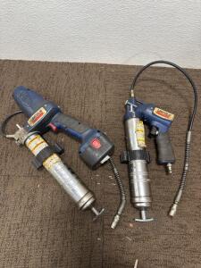 (2) Lincoln Air Lube Guns- One Electric (Battery) & One Air