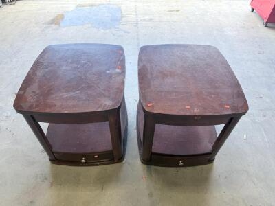 (2) Dark Brown Wooden Side Tables 24&rdquo;Hx24&rdquo;Wx27&rdquo;D