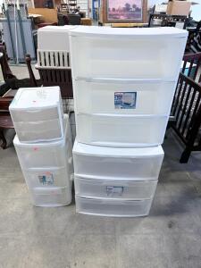 (4) Sterilite 3 Drawer Plastic Organizers- Assorted Sizes