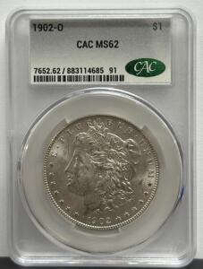 1902-O Morgan Dollar, MS62, CAC Certified, New Orleans Mint, Serial: 883114685