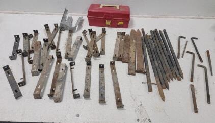 Box of Concrete Form Supports, used once (1) Plano Tackle Box
