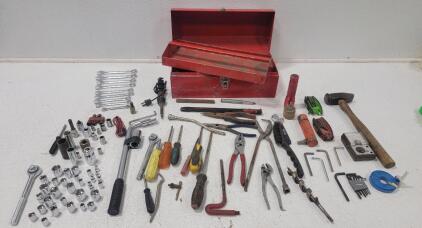 Metal Tool Box w/Tray and Assorted Tools