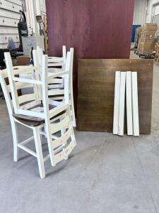 White & Dark Brown Wooden Square Table w/ 4 Chairs- 42&rdquo;x42&rdquo;