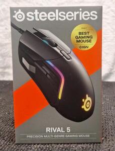 (1) SteelSeries Rival 5 Gaming Mouse W/ PrismSync RGB Lighting & 9 Programmable Buttons &ndash; FPS, MOBA, MMO, Battle Royale &ndash; 18,000 CPI TrueMove Air Optical Sensor - Black<br/>