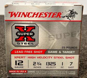 Box Of Winchester Super-X 12 Gauge High Velocity Steel Shot Ammo