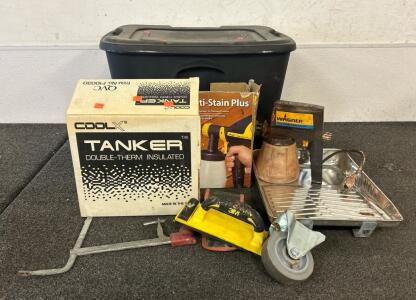 (1) Opti Stain Plus Hand Held Sprayer, (1) Shakespeare Reel, Tanker Double Therm Insulated, And More