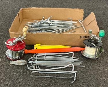 (2) Ocen City Sea Coast Fishing Reels And Tent Stakes