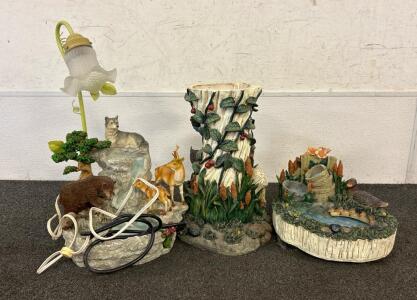 (2) Water Fountains And (1) Bird Bath