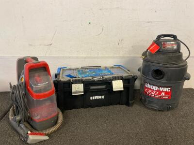 Shop Vac (Works), Hoover Carpet And Upholstery Cleaner (Works), And Hart 22&rdquo; Tool Box