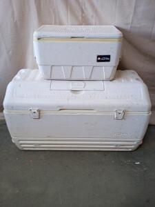 (2) White Igloo Marine Coolers, 40"X23"X17", 22"X13"X13"