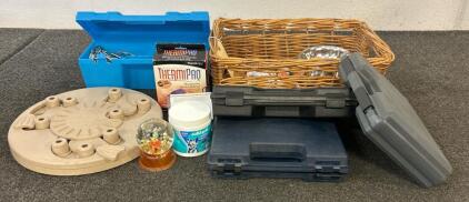 (1) Dog Feeder, (3) Pistol Cases, Passenegrr Traction Cables, And More
