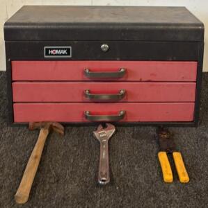 Homak Metal Toolbox w/ Various Tools