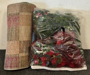 Christmas Wreaths & More Decor, & Long Checkered Rug / 90&rdquo; L x 23&rdquo; W