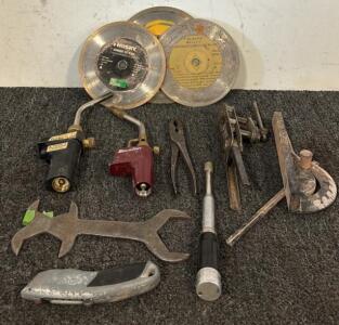 (2) 7&rdquo; Diamond Sawblades, (1) 8&rdquo; Diamond Sawblade, & Other Various Tools