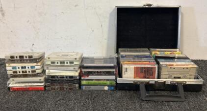 (100)+ Vintage Cassette Tapes & Tape Holder