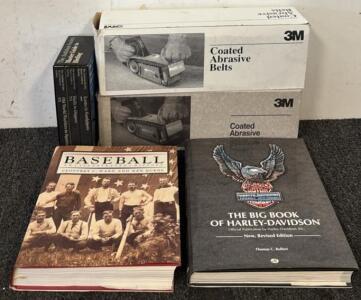 (10) Coated Abrasive Belts, Master Guide to Birding, Baseball Illustrated History, & The Big Book of Harley-Davidson