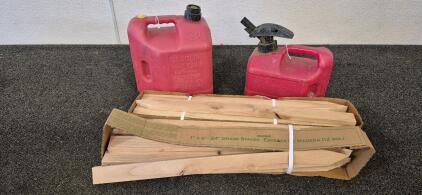 2 Gas Cans (1Gal 2Gal), Stakes(1"&times;2"-24")