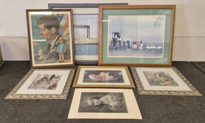 6 Large Picture Frames Including The Last Sflute To The President- John F Kennedy Jr. Sized Largest First(36"&times;28", 33 1/2"&times;27", 19 1/2"&times;25 1/2", 19 1/2"&times;23 1/2"(2), 22 1/2"&times;18 1/2")