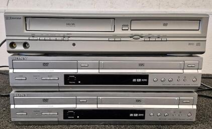 2 Sony DVD/VHS Players(Works), Emerson DVD/VHS Player(Works)