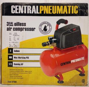 Central Pneumatic 3gal Oilless Air Compressor (New in Box)