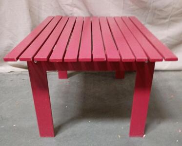 Red Wooden Outdoor Padio Coffee or End Table 36"W X 24"L X 17"H