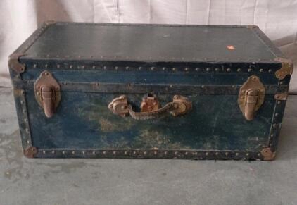 Dark Green Vintage Travel Trunk Chest 31"X17"X13"