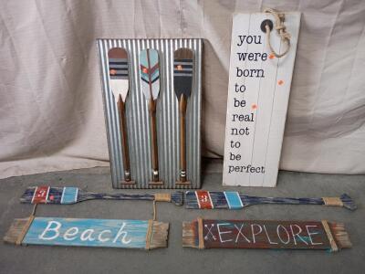 (3) Items of Vintage Wooden Hanging Wall Art