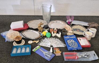 8 Stainless Steel Serving Plates, Vase, Home Decor, Leather Punch, Floral Scissors And More!