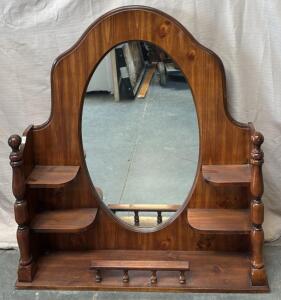 Wooden Vanity w/ Mirror & Shelves