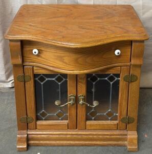 Vintage Wooden Cabinet w/ Glass Doors