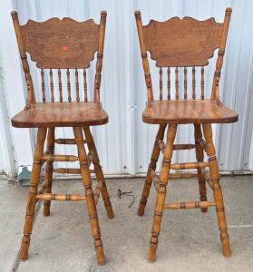 (2) Wooden Bar Seats