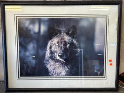 Framed Wolf Photo L 2&rsquo; 6&rdquo; W 3&rsquo;