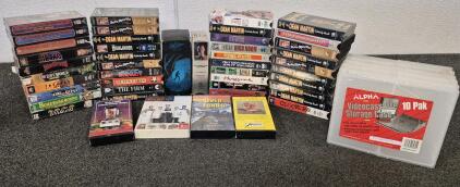 VHS Bundle! 10 Pack VHS Storage Cases, Classic Movies Like Broken Arrow, Highlander, The Firm Teenage Mutant Ninja Turtles, Benny Hill, Double Impact, Lots Of Dean Martin And More!
