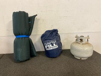 Camping Kit Including, Rapid Fill Airbed System, Therma Rest Camping Mattress, Small Propane Tank