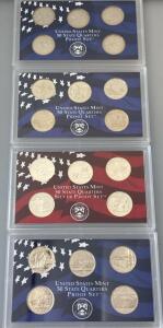 United States Mint 50 State Quarters Silver Proof Sets 2002-2005 W/ Certificate Of Authenticity