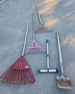 ACE Garden Shovel, Metal Blade, Wooden Handle, 60" Length And Rakes