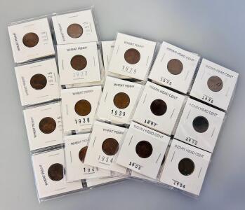 Vintage Wheat Pennies and Indian Head Cents (Various Dates)