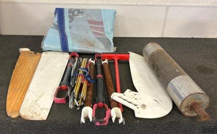 (1) Industrial Roller, Tent Poles, (1) Sail Attachment With Fins, And More
