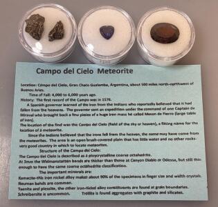 3.02 Meteorite Space Rock &ldquo;Campo Del Cielo&rdquo; W/ (2) Natural Gemstones 3.35ct Blue Sapphire And 10.70ct Pigeon Blood Red Ruby