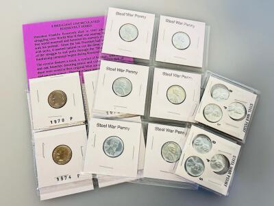 Vintage Steel War Pennies and (8) Brilliant Uncirculated Roosevelt Dimes