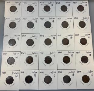 (25) Indian Head Pennies