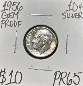 1956 PR65 GEM PROOF SILVER ROOSEVELT DIME