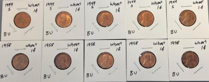 Brilliant Uncirculated Wheat Pennies One Cent (1944-1958)