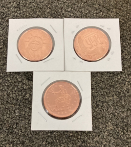 (3) 1 AVDP OZ Fine Copper Rounds