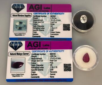 (2) Certified National GemStones