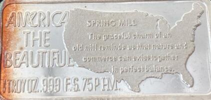 &ldquo;America The Beautiful&rdquo; Troy 1oz .999 Silver Big Sur. Spring Mill Bar